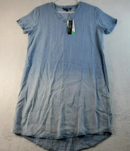 Velvet Heart T Shirt Dress Women Size Small Blue 100% Tencel Short Sleeve V Neck - £24.81 GBP