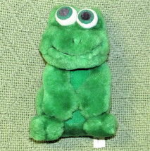 Vintage Russ Berrie Frog Stuffed Animal 5.5&quot; Green And Black Eyes Plush Toad Toy - £9.53 GBP