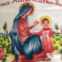 vintage Catholic folk art Eastern Europe  hand painted Pana Maria table runner - £38.89 GBP