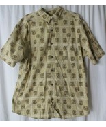WOOLRICH Mens XL Shirt Short Sleeve Button Down Buck Deer Pattern Tan  - £13.84 GBP