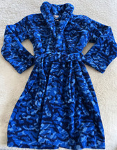 Calvin Klein Boys Blue Camouflage Long Sleeve Fleece Bath Sleep Robe 7-8 - £9.79 GBP