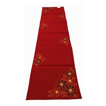 Saro Natala Embroidered Poinsettia Table Runner 16x70 inches - $11.87