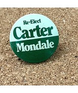Vintage 1980 Re-Elect Carter Mondale Political Campaign Button Pin - $128.12 MXN
