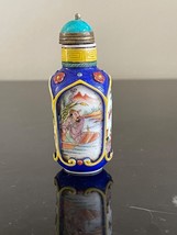 Vintage Chinese Glass Snuff Bottle with 4-Panel Hand Painted Scenes Decoration - $117.81