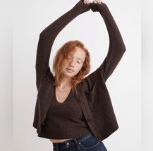 MADEWELL Upton Wool Blend Chocolate Brown Cardigan Sweater Size L - $39.99