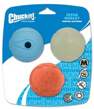 Chuckit! Fetch Medley Balls Dog Toy Assortment 1 Multi-Color 1ea/3 pk, MD - £25.29 GBP
