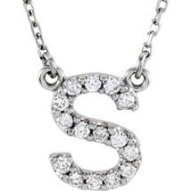 Precious Stars 14K White Gold 1/6CTW White Diamond Initial S Pendant Necklace - £356.72 GBP