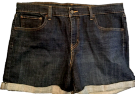 Levis jean shorts size 12 women folded up on bottom high raise waist blu... - $11.88