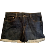 Levis jean shorts size 12 women folded up on bottom high raise waist blue denim - $11.88