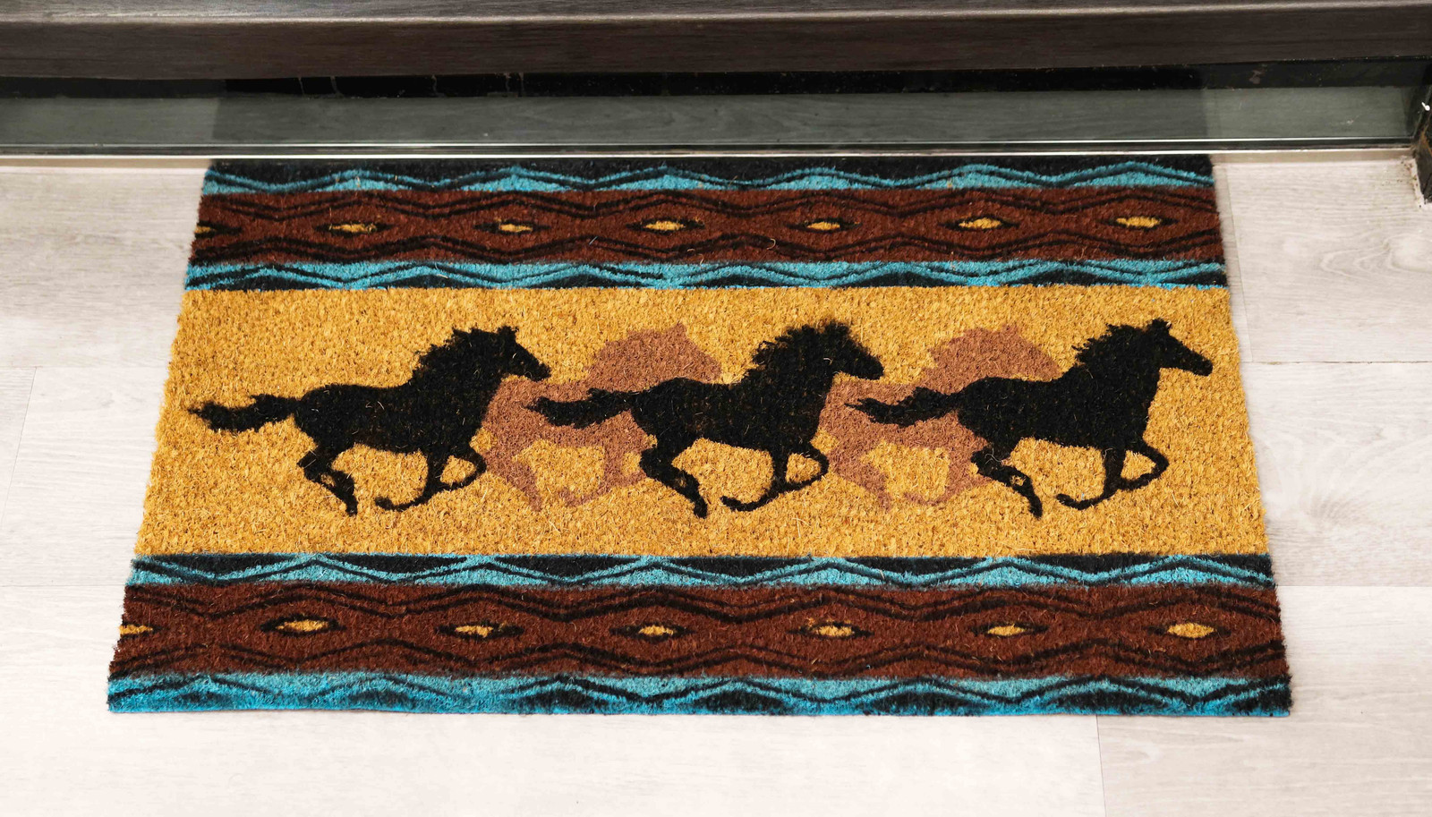 Southwest Vectors Galloping Horses Coir Coconut Fiber Floor Mat Doormat ... - $29.99