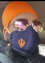 Sikh Singh Kaur Punjabi Embroidery Khanda Protection Face Mask for Turba... - £8.40 GBP