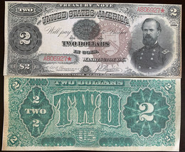 Reproduction $2 1890 Treasury Note Currency Maj Gen James McPherson Civil War - $3.99