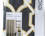1 Count Excell 70 In X 72 In Geo Lattice Gray &amp; Yellow Fabric Shower Cur... - $20.99