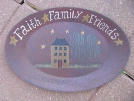  3W9652L-Faith Family Friends wood oval Plate - £7.04 GBP