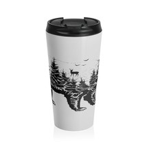 Stainless Steel Travel Mug: Perfect for Nature Lovers with a Bear and Fo... - £28.35 GBP