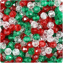 BeadTin Christmas Mix Transparent 6mm Faceted Round Craft Beads (600pcs) - $2.59
