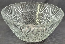 Vintage Large Diamond Design Glass Salad Serving Bowl - $14.84