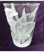 Signed Franz Grosz Mid-Century Modern Art Glass Vase Etched Calla Lily D... - £958.02 GBP