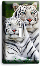 Wild Couple White Bengal Tigers Single Light Switch Wall Plate Room Home Decor - £8.16 GBP