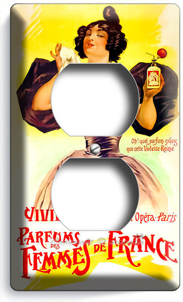 PARIS PERFUME VITAGE POSTER DUPLEX OUTLET WALL PLATE COVER BEAUTY SALON NY DECOR