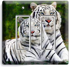 Wild Cute White Bengal Tigers Double Gfi Light Switch Wall Plate Room Home Decor - £8.91 GBP