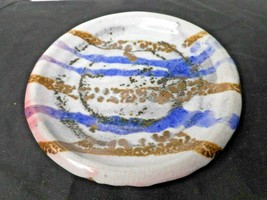 Studio Art Pottery Round 7&quot; Drip Glazed Stoneware Dish Under plate FLOWE... - $14.99