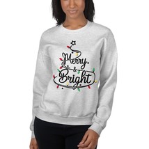 Merry and Bright Christmas tree Unisex Sweatshirt, Xmas Lights Graphic Shirts Me - £27.33 GBP+