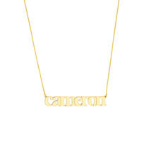 Personalized Engrave Typewriter Font Name plate Pendant Necklace 14K Solid Gold - £225.64 GBP+