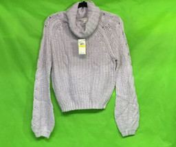 Planet Gold Juniors&#39; Cowl-Neck Sweater size M Misty Lilac $44 - $17.99