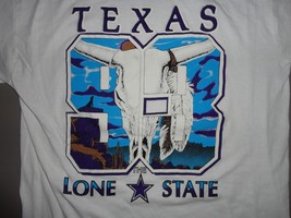 Vintage White Texas The Lone Star State Calf Steer Skull t shirt Adult L NICE - £15.71 GBP