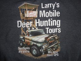 Gray Larry&#39;s Mobile Deer Hunting Tours Redneck Funny Humor Sweatshirt Ad... - $20.63
