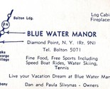 1950s Business Trade Card Blue Water Manor Diamond Point New York NY Rte 9 - $18.04