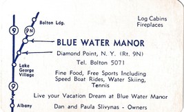 1950s Business Trade Card Blue Water Manor Diamond Point New York NY Rte 9 - £14.15 GBP