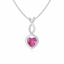 ANGARA Pink Sapphire Heart Pendant in 14k Solid Gold (Grade-AAAA, Size-5) - £672.08 GBP