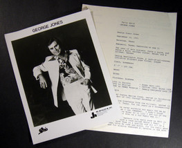 Country George Jones B&amp;W Epic Promo Photo &amp; 3 Page Bio - £9.42 GBP