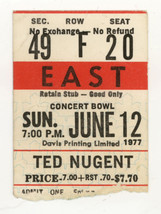 Ted Nugent 1977 Mlg Toronto Canada Concert Ticket Stub - £9.58 GBP