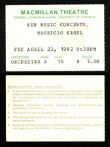 avant MAURICIO KAGEL 1982 Toronto CONCERT Ticket stub - £12.71 GBP