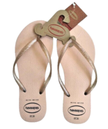 Havaianas Ballet Rose Pink Slim Glitter Flip Flops W 11/12 Sandals Beach... - €41,44 EUR