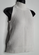 Michael Kors Womens Sz Small Turtleneck Sleeveless Waffle Knit White Cot... - £22.90 GBP