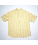 Tommy Bahama Hawaiian Shirt Mens XL Yellow Stripes Palm Trees Silk Blend - £11.66 GBP
