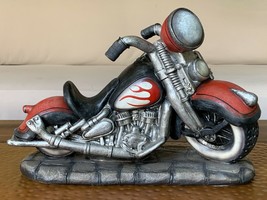 Cool Vintage Lifelike Fat Motorcycle Statue w/ Flames 14 inches Long! Bike Old - £229.77 GBP