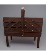 Vintage Romanian Handmade Wooden Accordion Box Sewing Chest - $5,926.55 MXN