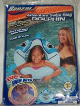 Banzai Dolphin Swim Ring 40&quot; Tube Float Inflatable Play Blue Party Fun Game - £14.60 GBP
