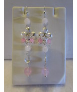 Rose Quartz Sterling Silver Dangle Hook Earrings - $24.99