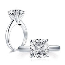 925 Sterling Silver 3.0ct Cushion Cut Solitaire Engagement Ring Simulated Diamon - £20.49 GBP