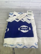 Koala Baby Blue White Football Chevron Knit Sweater Reverse Print Blanket Lovey - $69.29