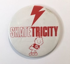 Tri City Skate Button Pin Red &amp; White 3&quot; Jolly Tyme Favors St. Paul Minn... - £14.12 GBP