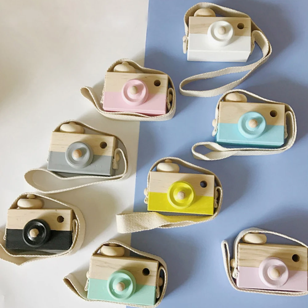 Mini Cute Wooden Toy Cameras Baby Kids Hanging Photography Prop Decoration - £8.79 GBP