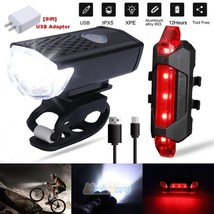 Usb Rechargeable Bright Led Bicycle Bike Front Headlight And Rear Tail L... - £22.36 GBP