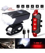 Usb Rechargeable Bright Led Bicycle Bike Front Headlight And Rear Tail L... - £22.01 GBP